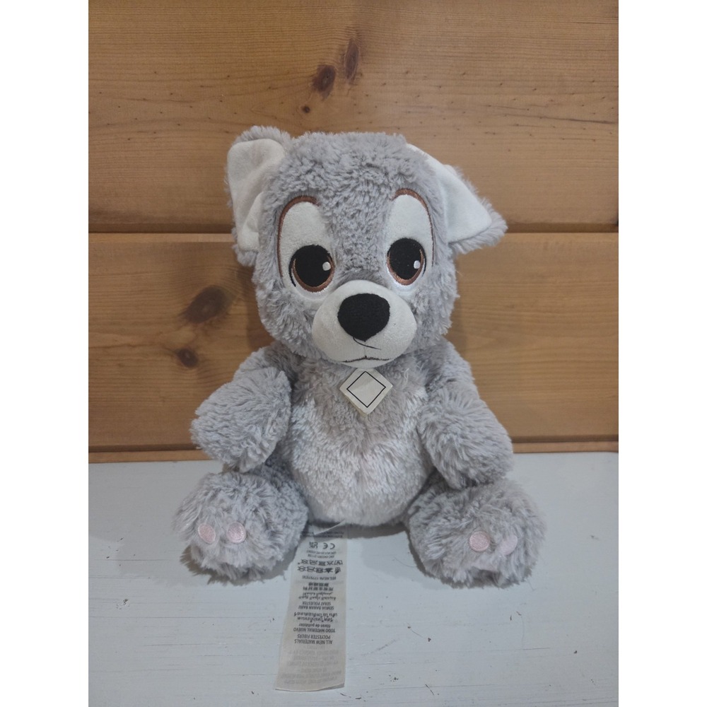 Disney Parks Lady & The Tramp Scamp Baby Plush Dog 10" Gray Puppy Stuffed D21